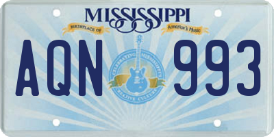 MS license plate AQN993