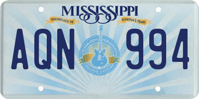 MS license plate AQN994