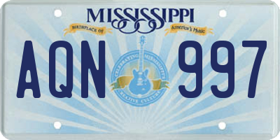 MS license plate AQN997