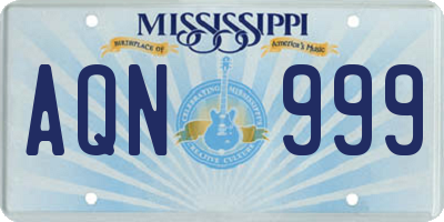 MS license plate AQN999