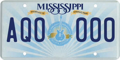 MS license plate AQO000
