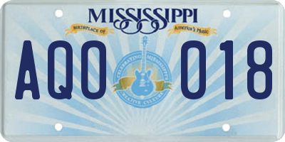 MS license plate AQO018