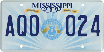 MS license plate AQO024