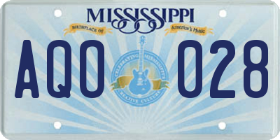 MS license plate AQO028
