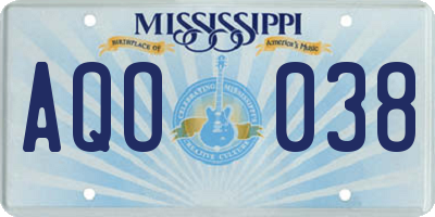 MS license plate AQO038