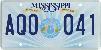 MS license plate AQO041