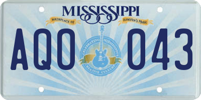 MS license plate AQO043