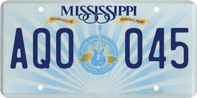 MS license plate AQO045