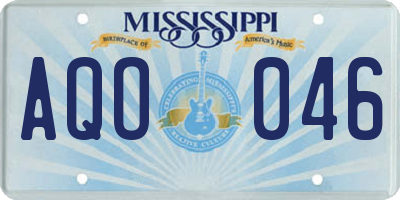 MS license plate AQO046