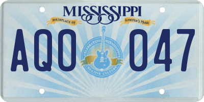 MS license plate AQO047