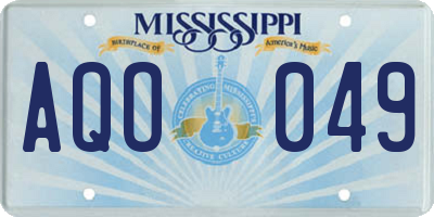 MS license plate AQO049