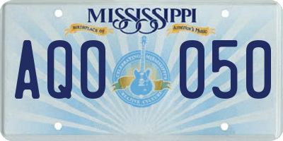 MS license plate AQO050