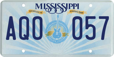 MS license plate AQO057