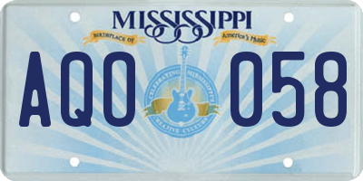 MS license plate AQO058