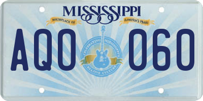MS license plate AQO060