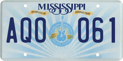 MS license plate AQO061