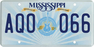 MS license plate AQO066