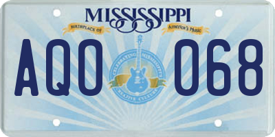 MS license plate AQO068