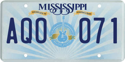 MS license plate AQO071