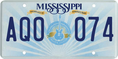 MS license plate AQO074