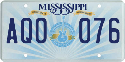 MS license plate AQO076