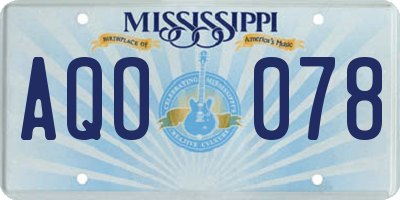 MS license plate AQO078