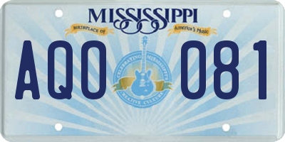 MS license plate AQO081