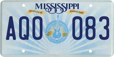 MS license plate AQO083
