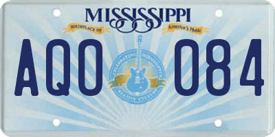 MS license plate AQO084