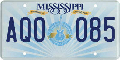 MS license plate AQO085