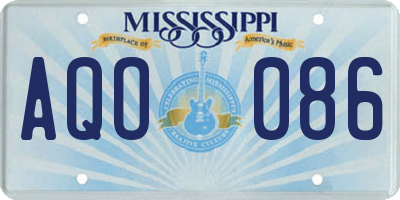 MS license plate AQO086