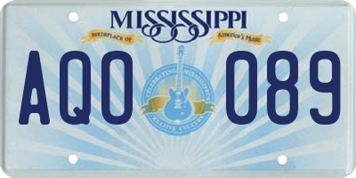 MS license plate AQO089