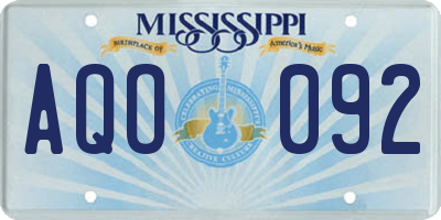 MS license plate AQO092