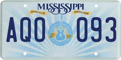 MS license plate AQO093