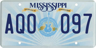 MS license plate AQO097