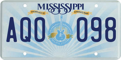 MS license plate AQO098