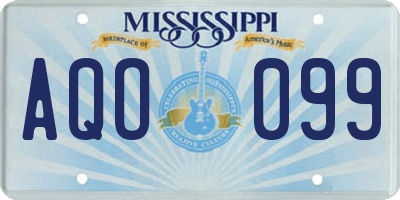 MS license plate AQO099
