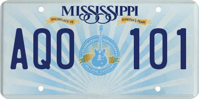 MS license plate AQO101
