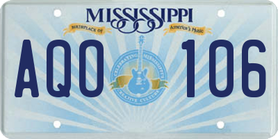 MS license plate AQO106