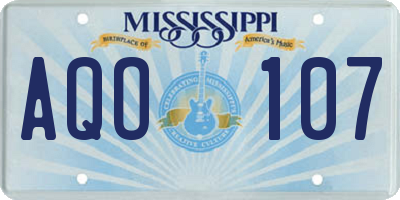 MS license plate AQO107