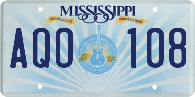 MS license plate AQO108