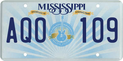 MS license plate AQO109