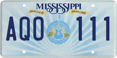MS license plate AQO111