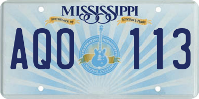 MS license plate AQO113
