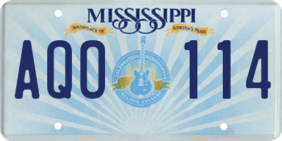MS license plate AQO114