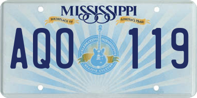 MS license plate AQO119