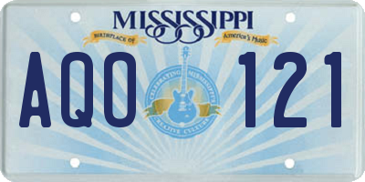 MS license plate AQO121