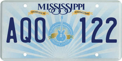 MS license plate AQO122