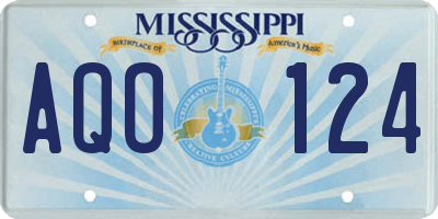 MS license plate AQO124