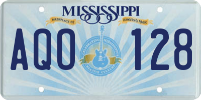 MS license plate AQO128